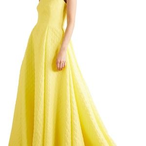 NWT $5270 EMILIA WICKSTEAD ABIGAIL Yellow Jacquard Ball Gown US4-6 UK10 M Silk